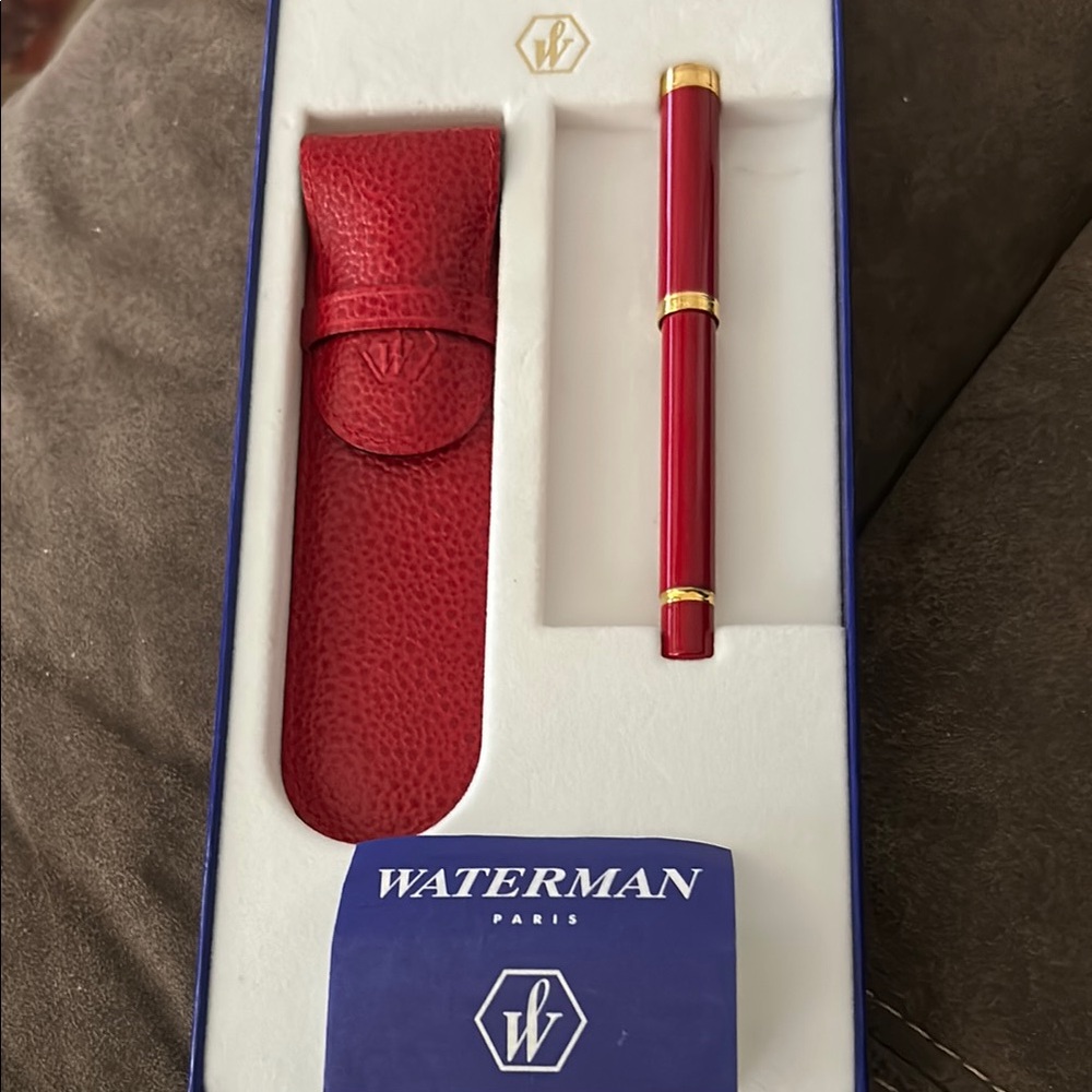 NWOT  Vintage-Waterman Red Ball Point Pen with Case